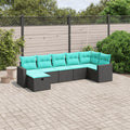 vidaXL 7 Piece Patio Sofa Set with Cushions Black Poly Rattan-0